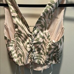 For Love And Lemons Cream and Gray Bustier Tank Top